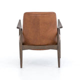 Ontario Armchair in brown top grain leather and dark brown nettlewood frame