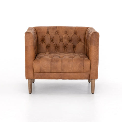 Robinson camel brown leather tufted chair