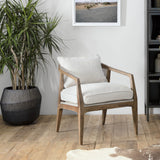 Simsbury ivory upholstery birch wood accent chair