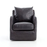 ventura black leather chair front