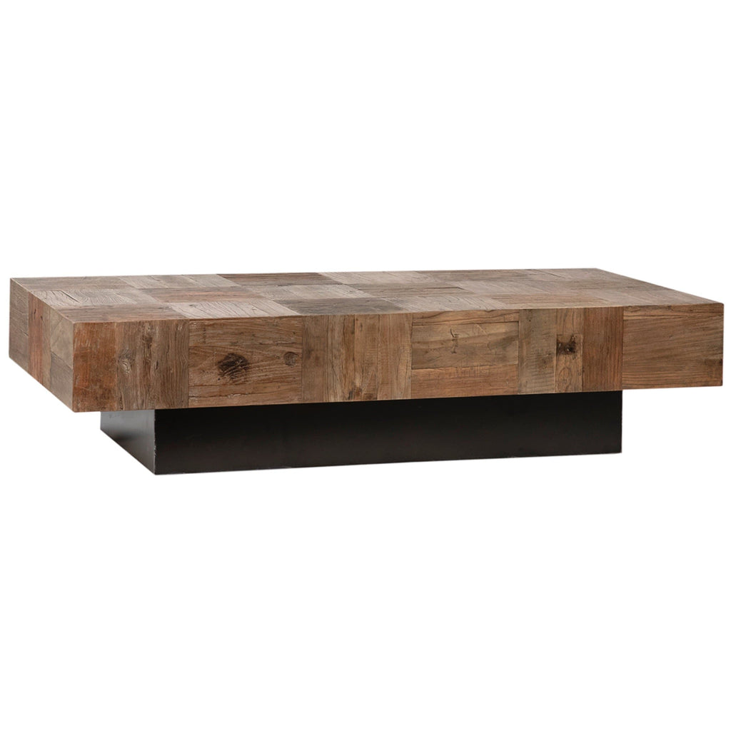 Crawford Coffee Table reclaimed wood black iron rectangular base