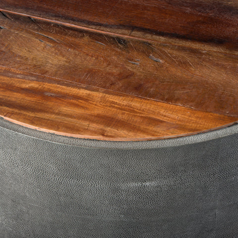 Dara peroba wood shagreen round coffee table
