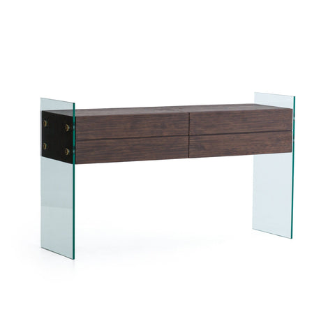 charlie console glass legs drawers