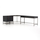 Nathan Desk black wood body black metal airy base mid-century front view