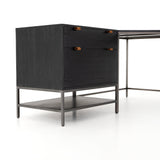Nathan Desk black wood body black metal airy base mid-century side view