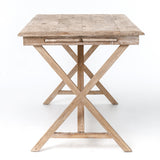 New Orleans Desk reclaimed elm wood whitewash finish french style side view