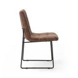 Amelia dining chair brown leather iron modern