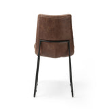 Amelia dining chair brown leather iron modern