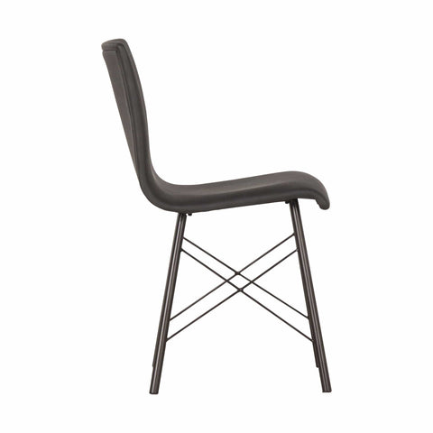 Asher Dining Chair distressed black bonded leather iron 