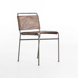 Grayson brown leather metal industrial dining chair