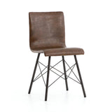 Asher Dining Chair distressed brown bonded leather iron 