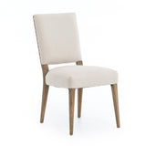 Coco white linen oak dining chair