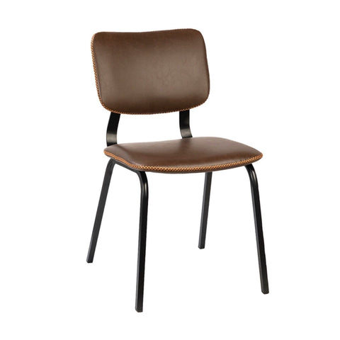 Danica Dining Chair brown bonded leather black iron frame