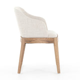 Foster Dining Chair white performance fabric honey brown solid oak legs transitional style side view