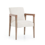 serena dining chiar oak top grain leather arms ivory upholstery