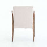 serena dining chiar oak top grain leather arms ivory upholstery back view