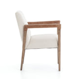serena dining chiar oak top grain leather arms ivory upholstery side view