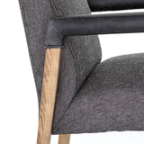 serena dining chiar oak top grain leather arms grey upholstery