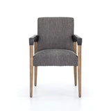 serena grey dining chair leather arm front view