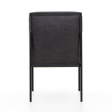 Toli Dining Chair black top grain leather seat smoke black iron frame modern design back view