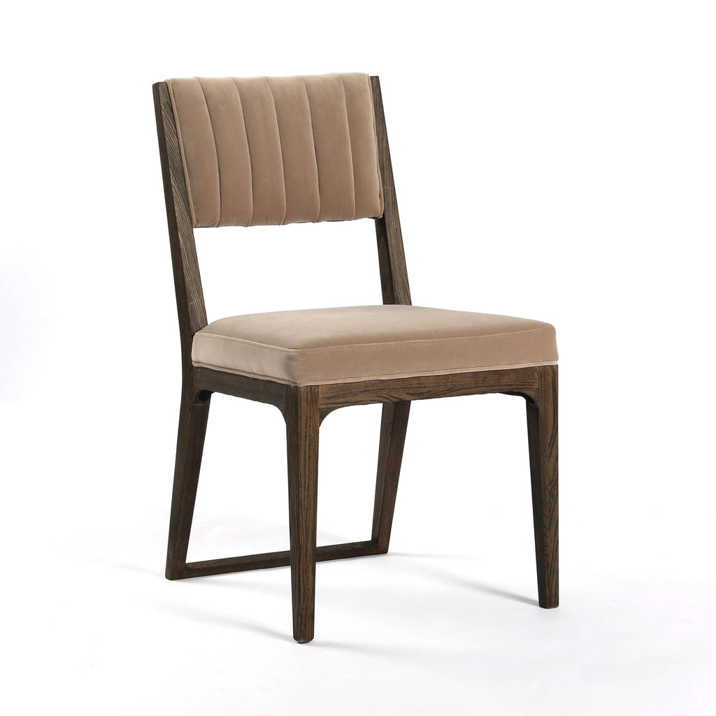 Tonya Dining Chair brown wood tan velvet