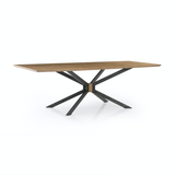 Skylar Dining Table large brass top with iron black base