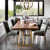 Lowen Dining Table made of walnut wood and brass iron frame