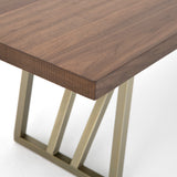 Lowen Dining Table made of walnut wood and brass iron frame