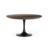 Peyton Dining Table tulip table cast iron base Brass Clad English Oak Bluestone Marble