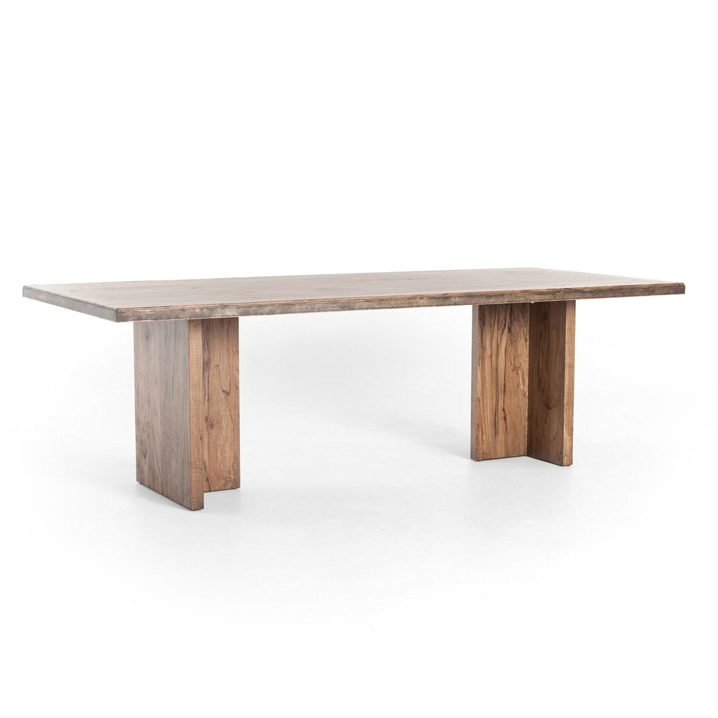 Welch Dining Table mocha brown alder veneer grey iron cross design modern piece main view