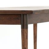 Picabo Extension Dining Table 84"-104" veneer top/legs iron details walnut brown finish close corner