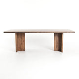 Welch Dining Table mocha brown alder veneer grey iron cross design modern piece side view