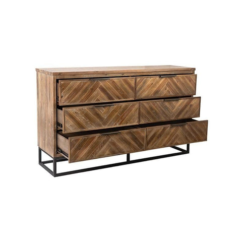 Holden six drawer dresser chest brown with grey wash