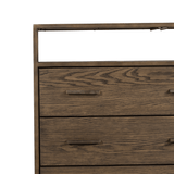 Magdalene Dresser oak veneer brass iron accents Scandinavian design natural look accent view