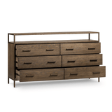 Magdalene Dresser oak veneer brass iron accents Scandinavian design natural look open view