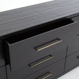 Stark black acacia wood brass nine drawer dresser