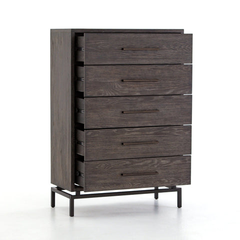 Wesley Dresser in Grey and Rustic Brass Angled Sideview