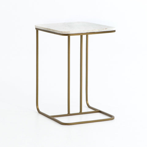 Braun C Table white marble top brass base modern