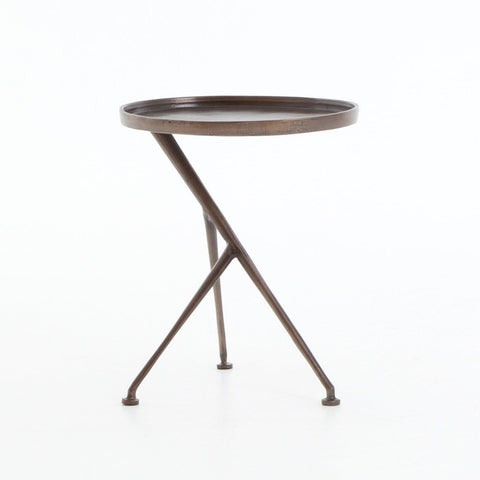 Celina oval tripod metal end table rust