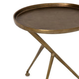 Celina oval tripod metal end table brass