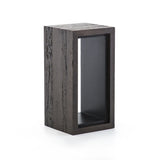 Conway reclaimed poplar wood brown black cube accent table