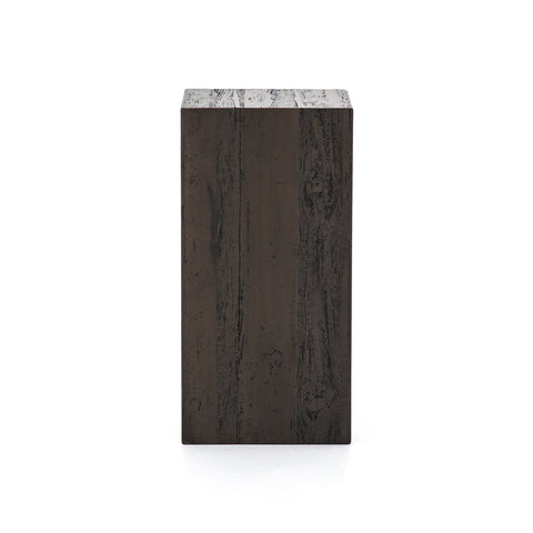 Conway reclaimed poplar wood brown black cube accent table