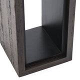 Conway reclaimed poplar wood brown black cube accent table