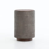Dara round end table peroba shagreen reclaimed 