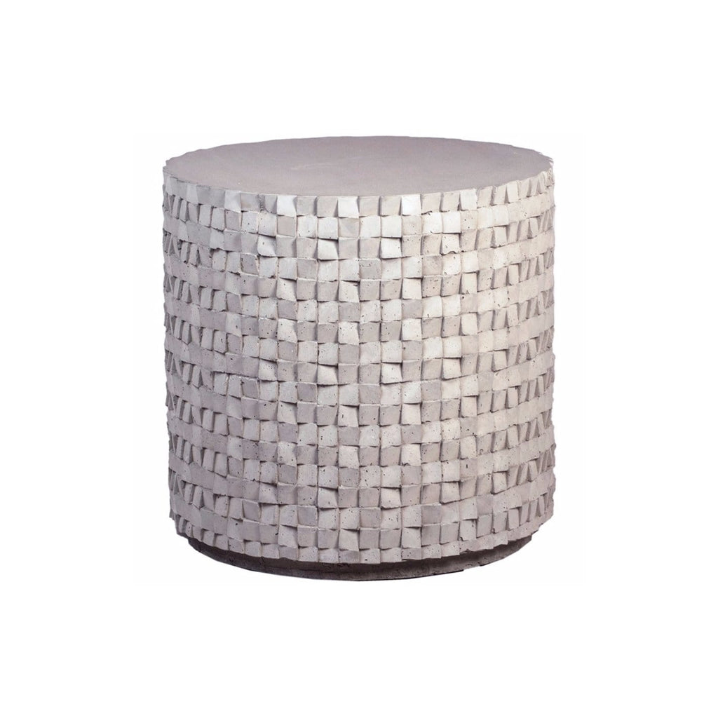 Drew grey concrete carved woven texture end table