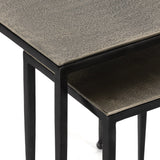 Garnet Nesting End Table antique nickel aluminum top iron frame modern simplistic design angled view