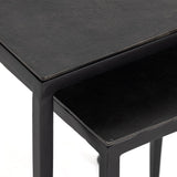 Garnet Nesting End Table gunmetal black aluminum top iron frame modern simplistic design angled view
