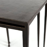 Garnet Nesting End Table rust brown aluminum top iron frame modern simplistic design angled view