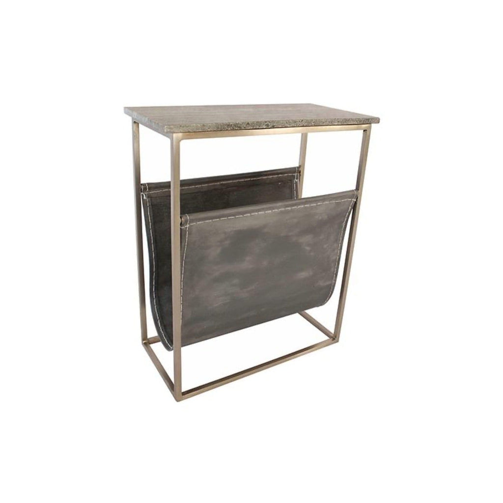 Hera End Table marble top iron leather 