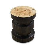 Locke round pine wood black end table